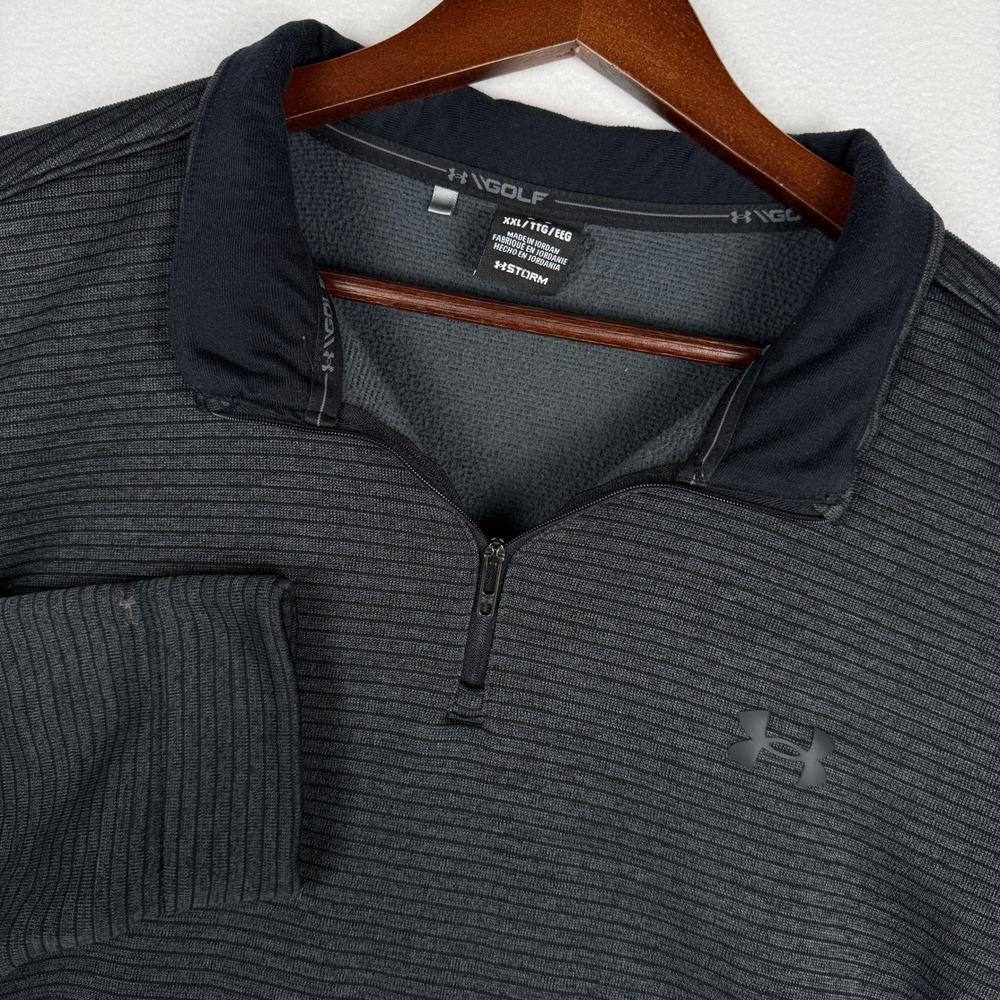 Under Armour Storm Golf 1/4 Zip Pullover Mens XXL Charcoal Stripe 1373674-001
